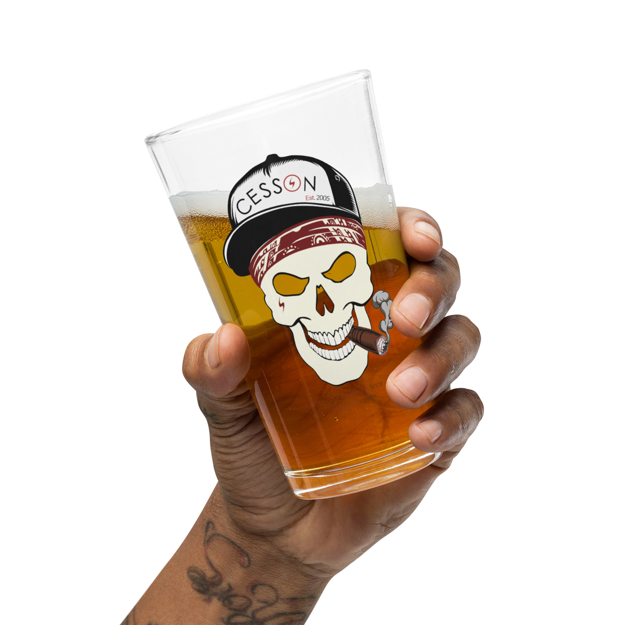 Skull Pint Glass 16 oz