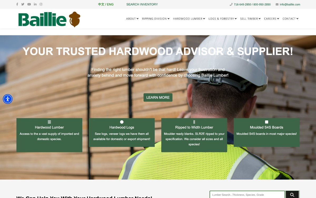 Baillie Lumber website, by CESSON